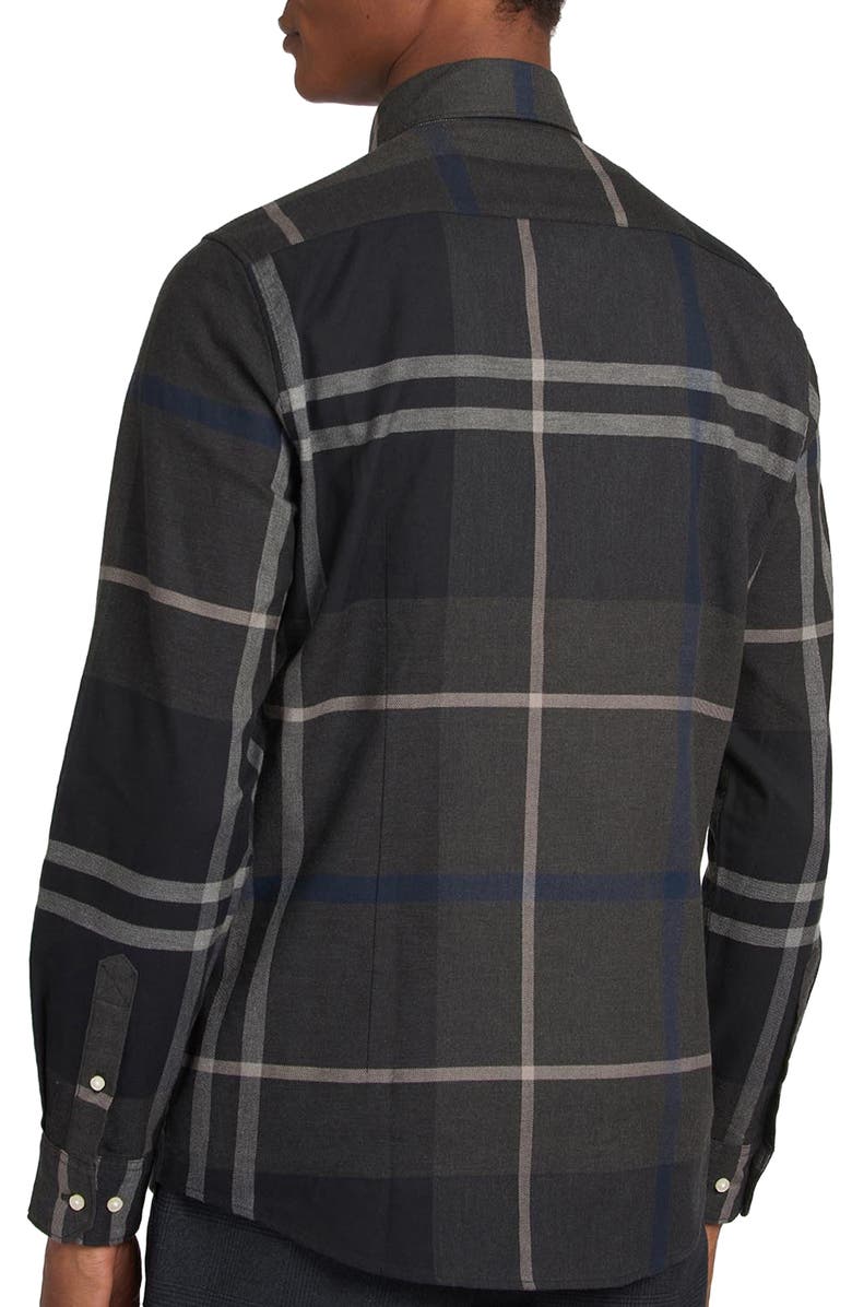 Barbour Dunoon Tailored Fit Plaid Button-Down Shirt, Alternate, color, Graphite