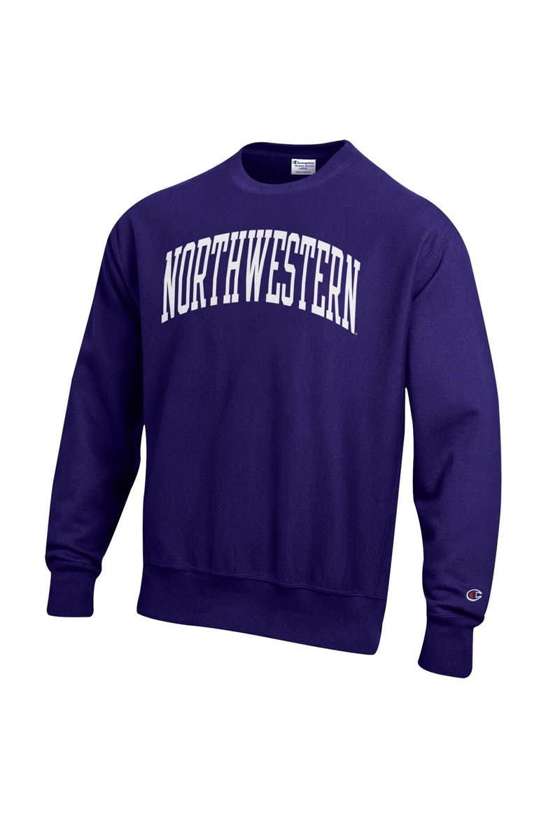 Men's Champion Purple Northwestern Wildcats Arch Reverse Weave Pullover Sweatshirt, Alternate, color, Purple
