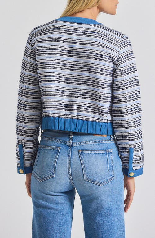 Derek Lam 10 Crosby Elain Stripe Cotton Blend Tweed Jacket In Blue