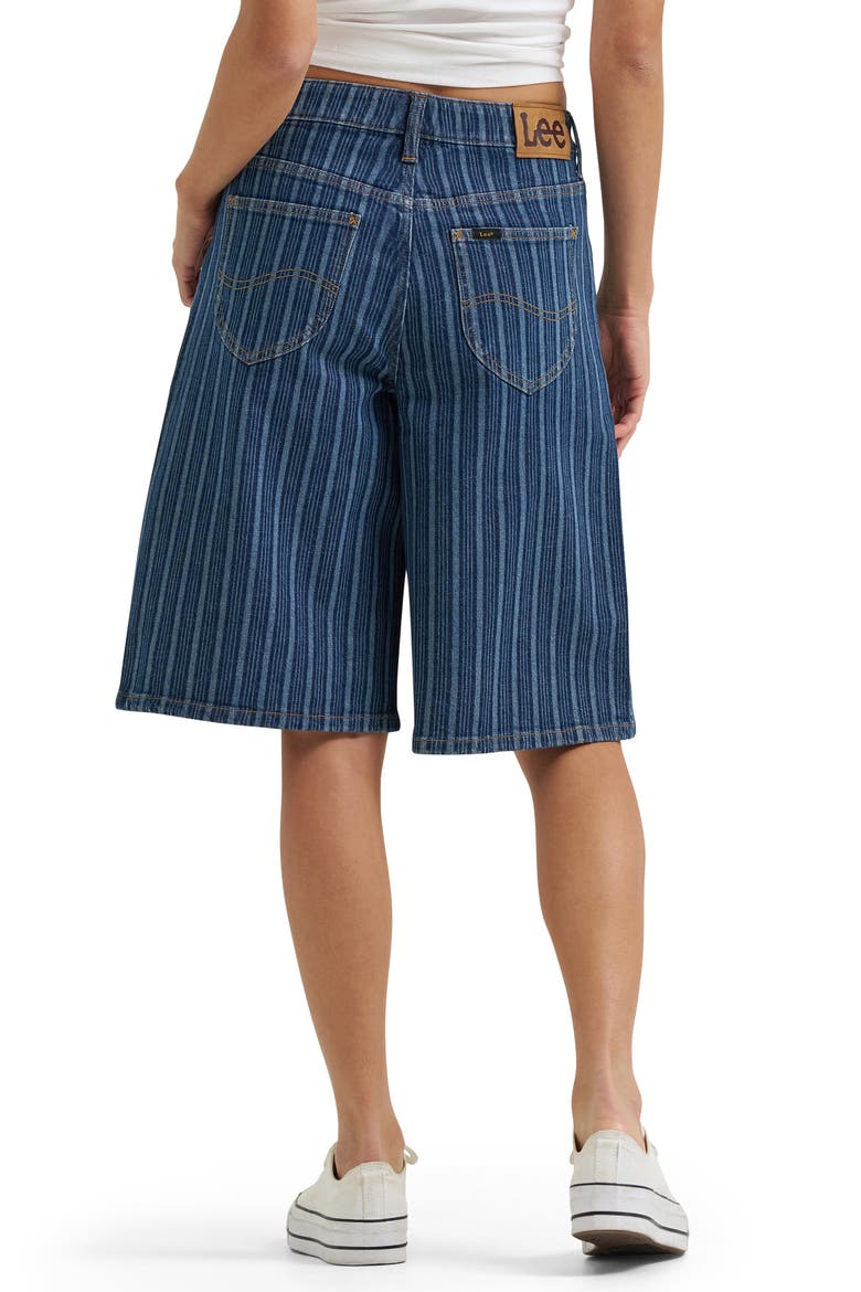Stripe Mid Rise Loose Long Denim Shorts, Alternate, color, SONIC SPEED