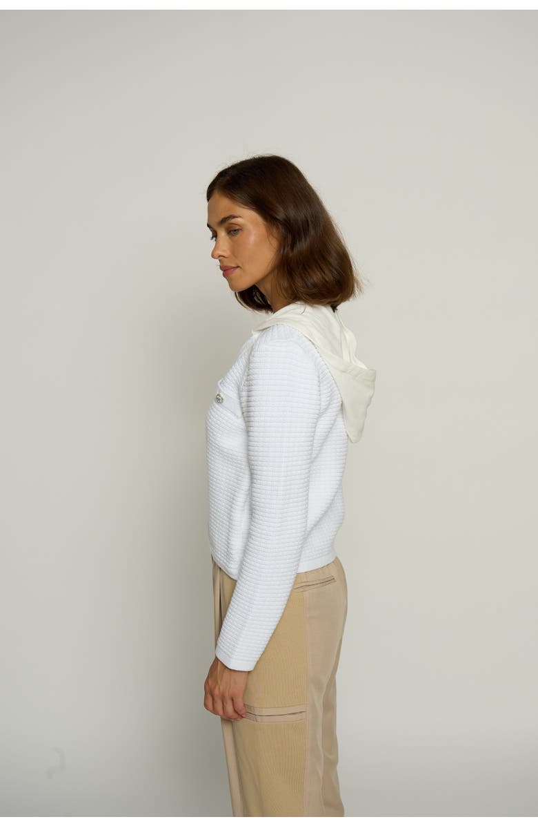 Central Park West Chanel Dickey Cardigan, Alternate, color, White