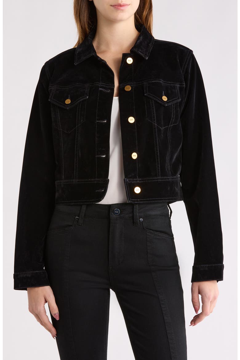 Chantal Crop Jacket, Main, color, ONYX RICH VELVET