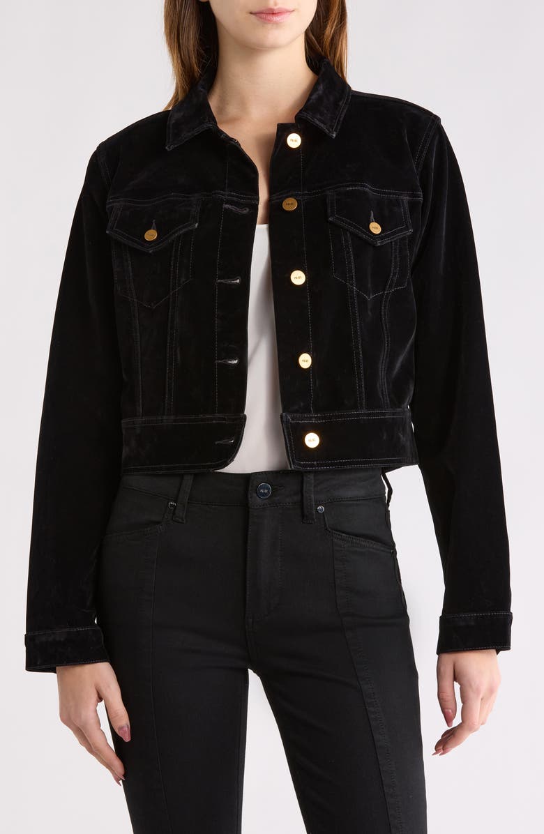PAIGE Chantal Crop Jacket, Main, color, Onyx Rich Velvet