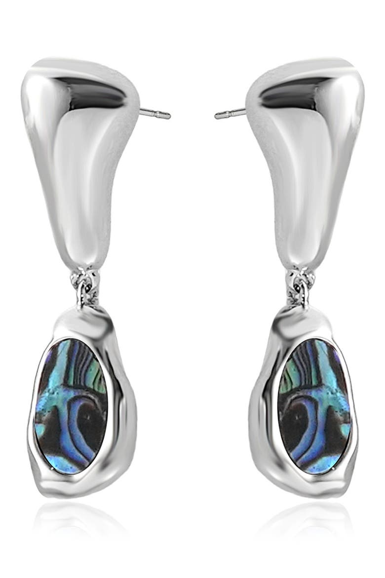 Molten Abalone Drop Earrings, Alternate, color, SILVER