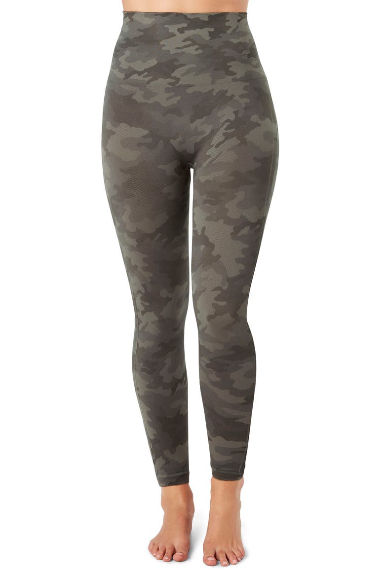 SPANX Look At Me Now Crop Seamless Leggings, Main, color, SAGE CAMO