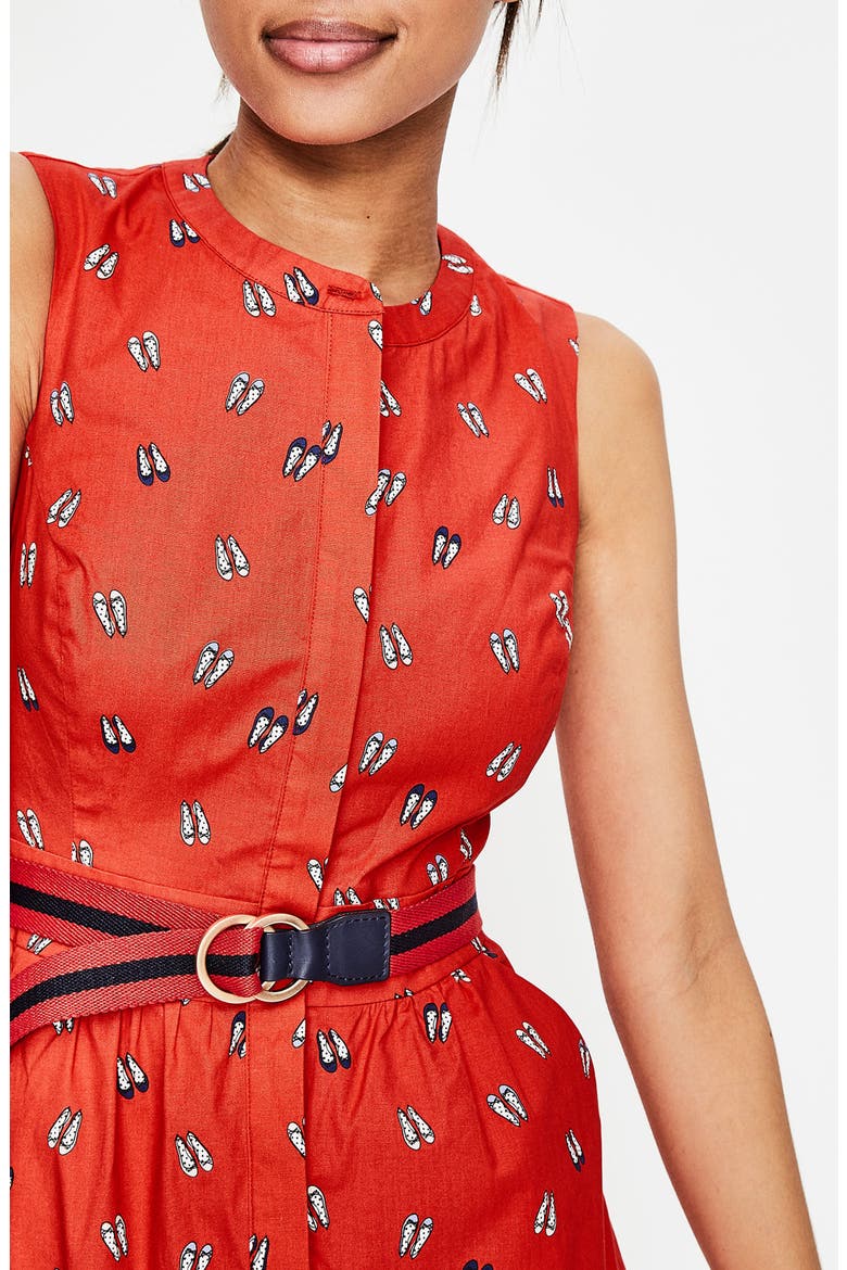 Collarless Stretch Cotton Printed Shirtdress, Alternate, color, ROSEHIP BALLET SLIPPERS
