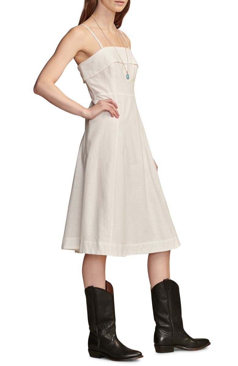 Lucky Brand A-Line Midi Dress, Alternate, color, Bright White