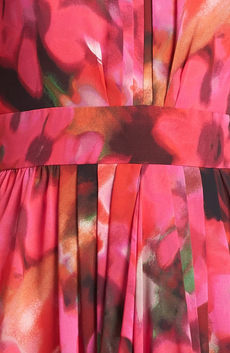 Eliza J Print Pleat Fit & Flare Dress, Alternate, color, 