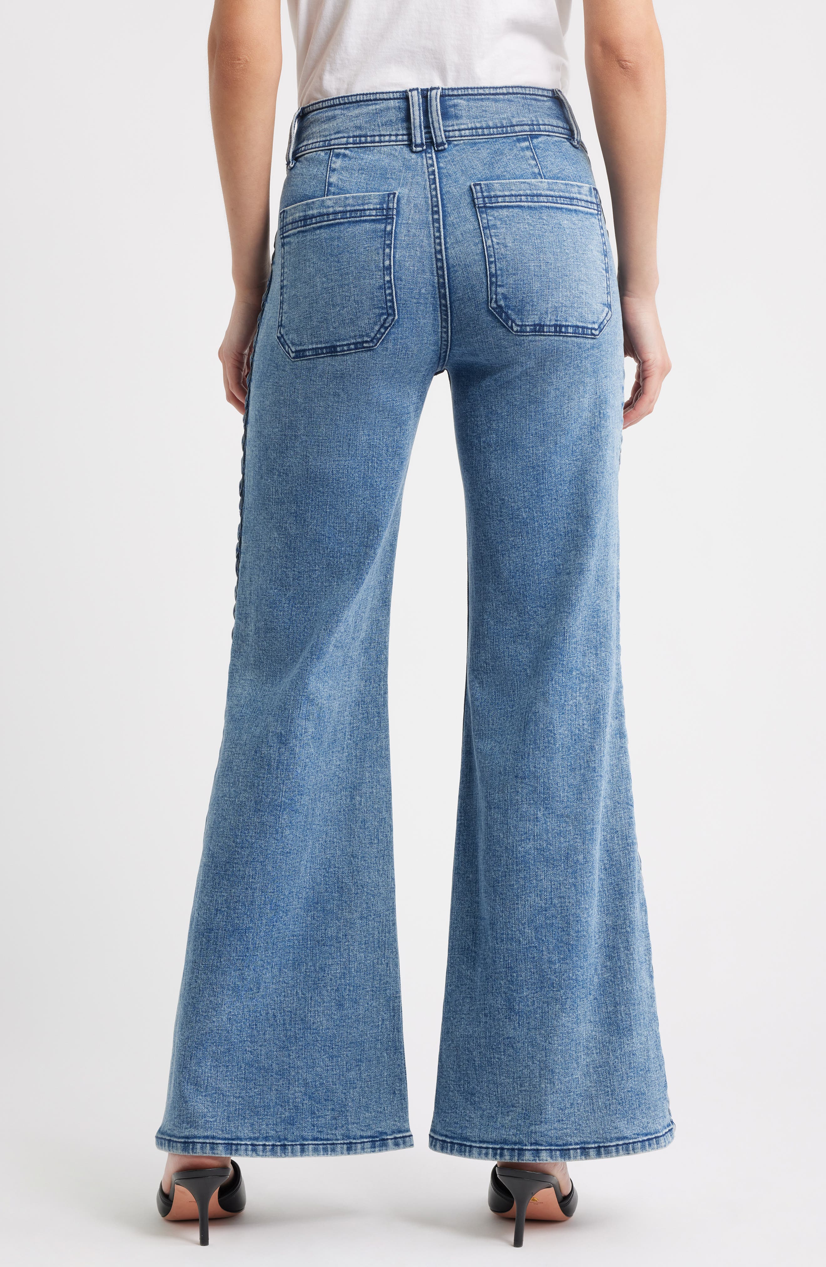 Side Braid Wide Leg Jeans - image 2
