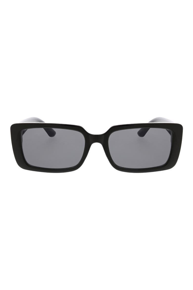 54mm Rectangular Sunglasses, Main, color, SHINY BLACK