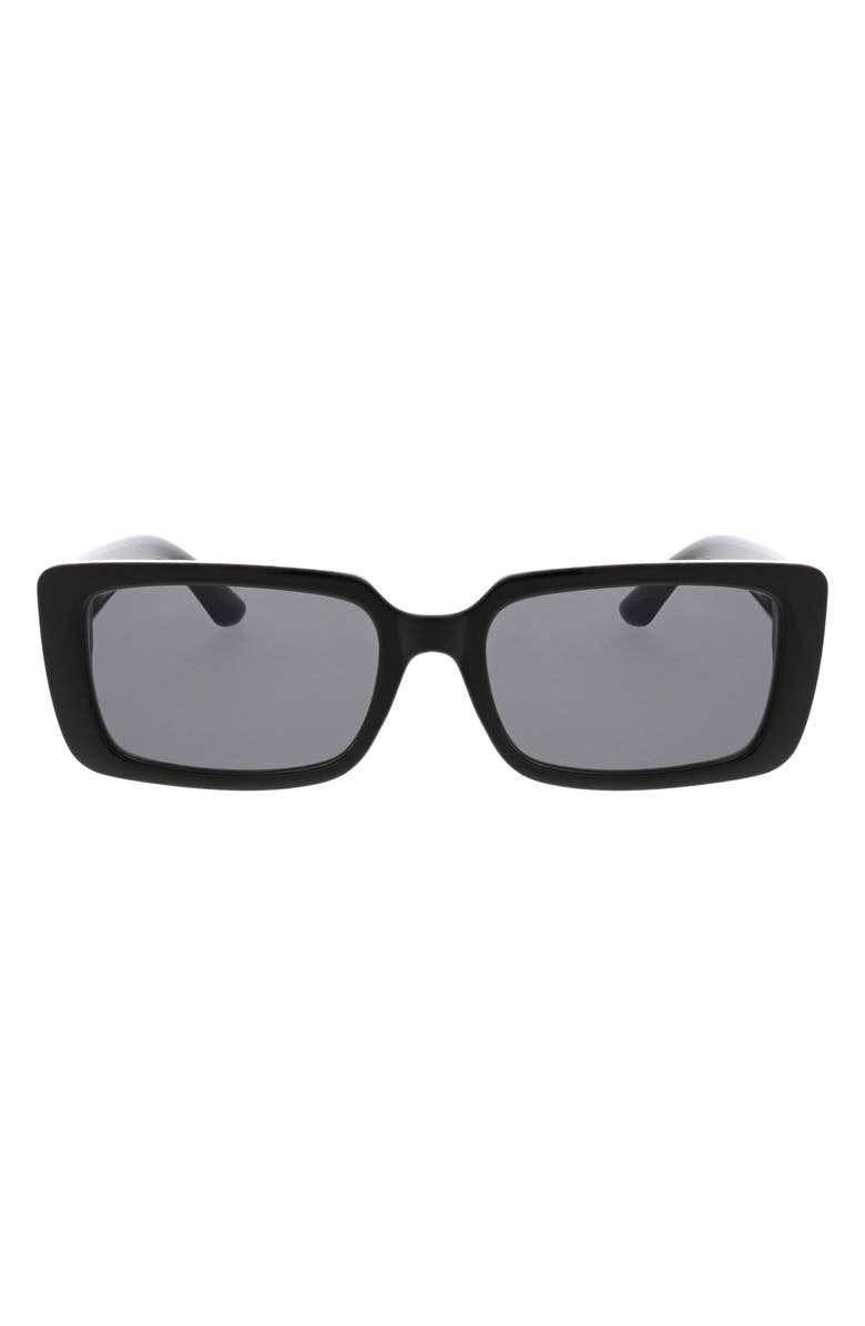 BCBG 54mm Rectangular Sunglasses, Main, color, Shiny Black