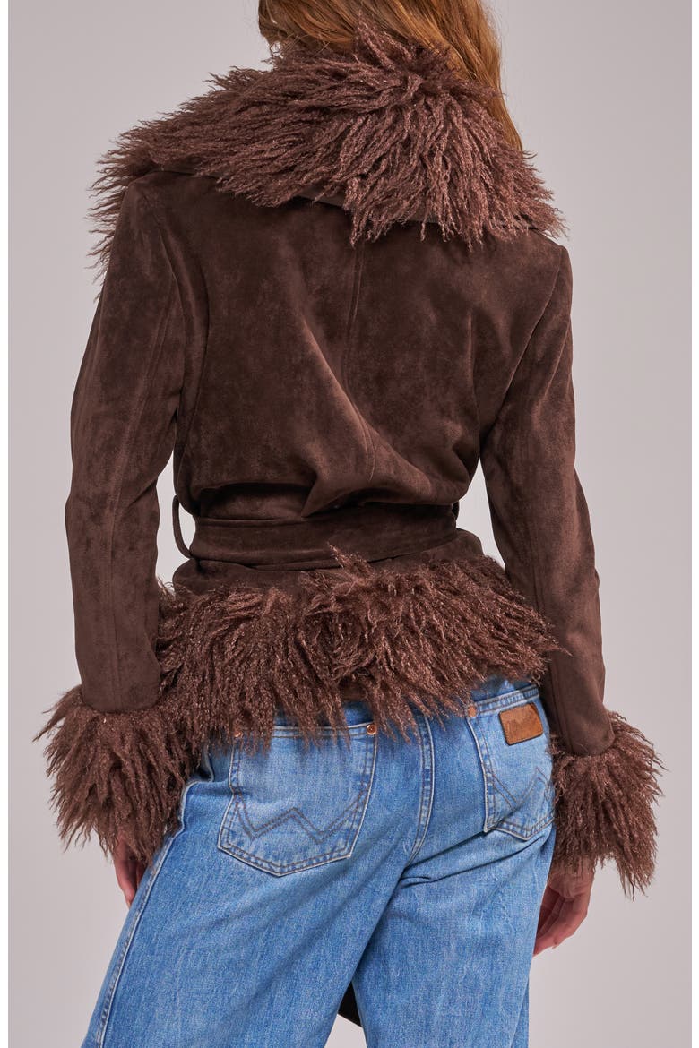 Tori Faux Fur Trim Trench Coat, Alternate, color, CHOCOLATE