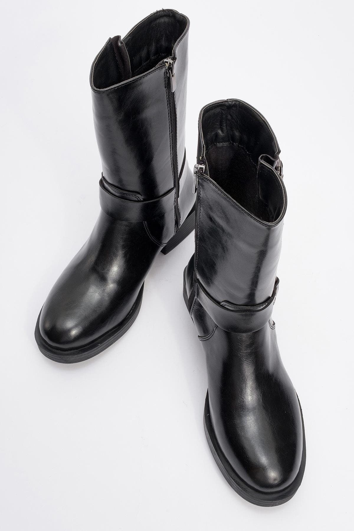 Prologue Shoes Fies Buckled Boot, Alternate, color, Black Faux Leather