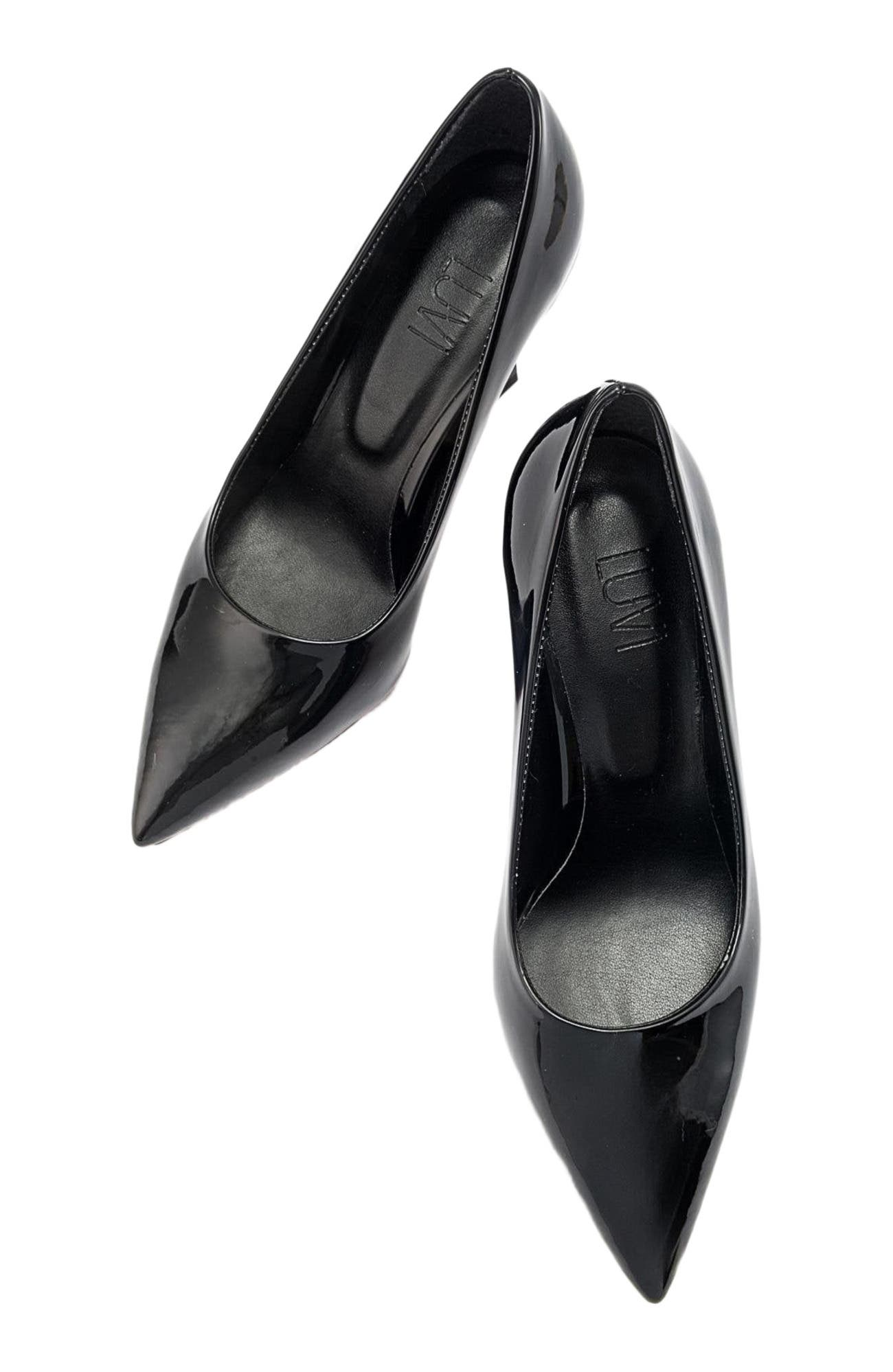 Forest Pointed Toe Pump, Alternate, color, Black Patent Faux Leather