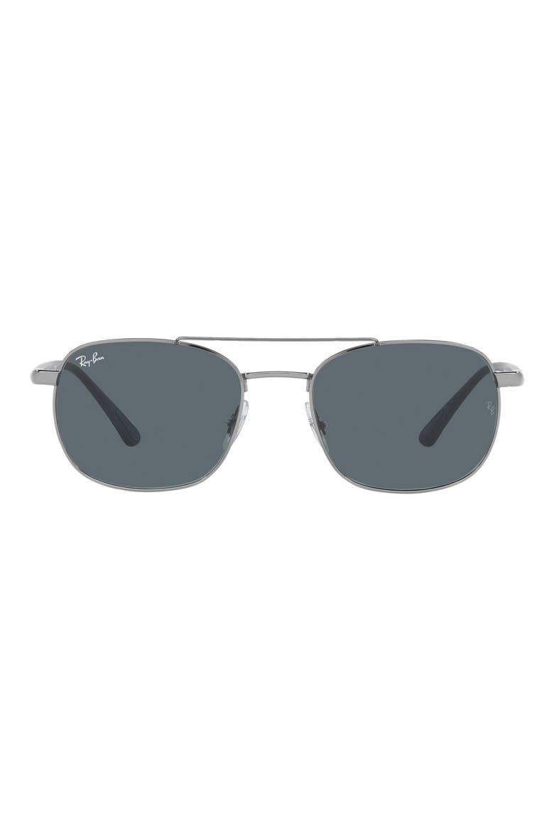 55mm Aviator Sunglasses, Main, color, GUNMETAL/ BLUE