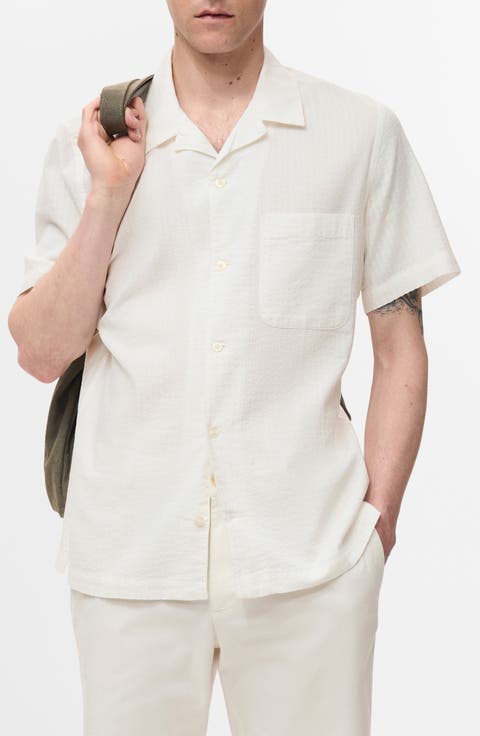 Regular Fit Seersucker Camp Shirt
