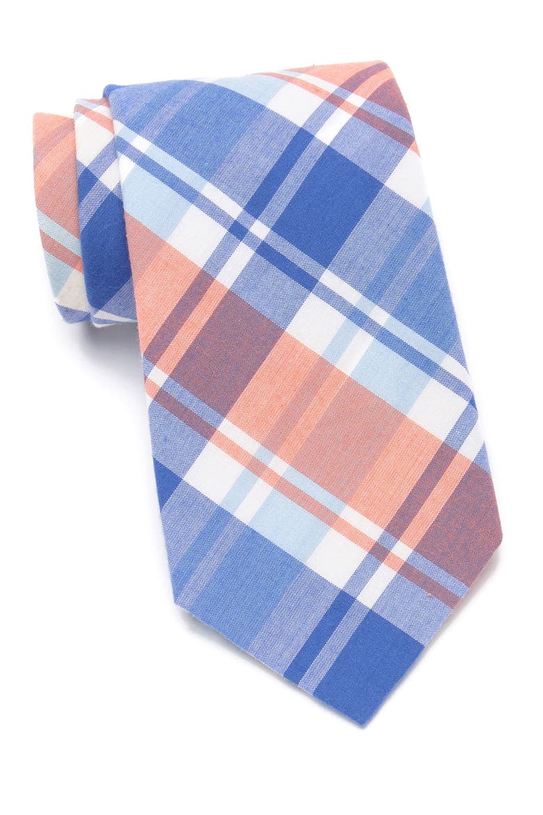 Large Picnic Plaid Tie, Main, color, ORANGE