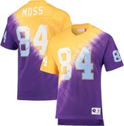 Mitchell & Ness Men's Mitchell & Ness Randy Moss Gold/Purple Minnesota Vikings Retired Player Name & Number Diagonal Tie-Dye V-Neck T-Shirt