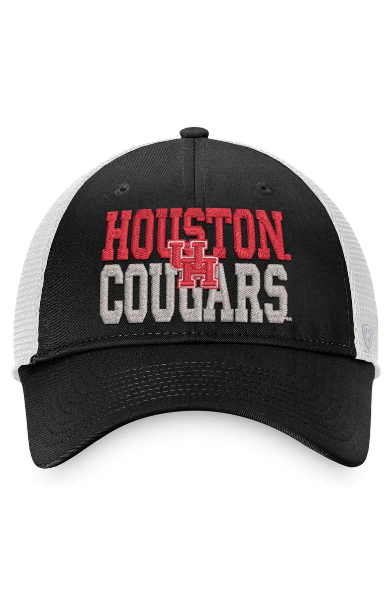TOP OF THE WORLD Men's Top of the World Black/White Houston Cougars Stockpile Trucker Snapback Hat, Alternate, color, 