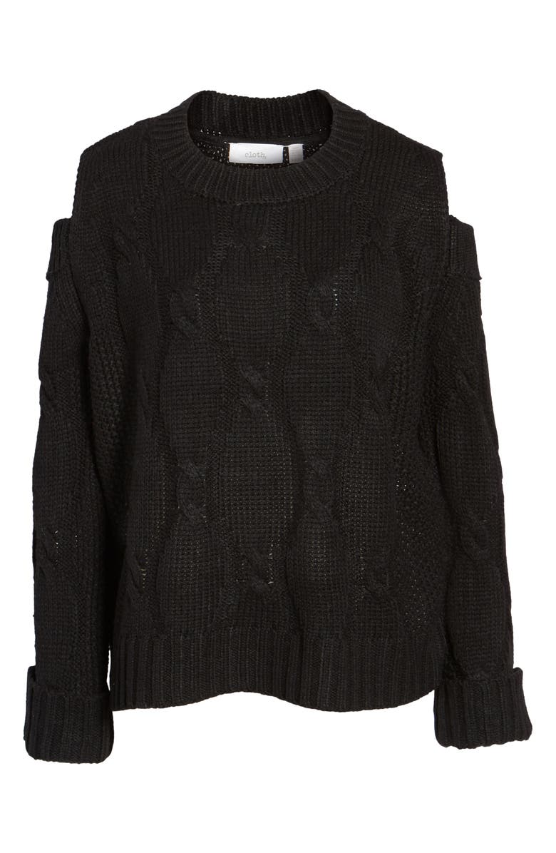 RDI Cold Shoulder Cable Sweater, Alternate, color, 