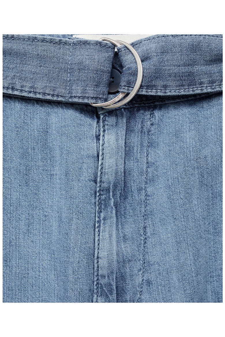Belted Denim Wide Leg Pants, Alternate, color, MEDIUM BLUE