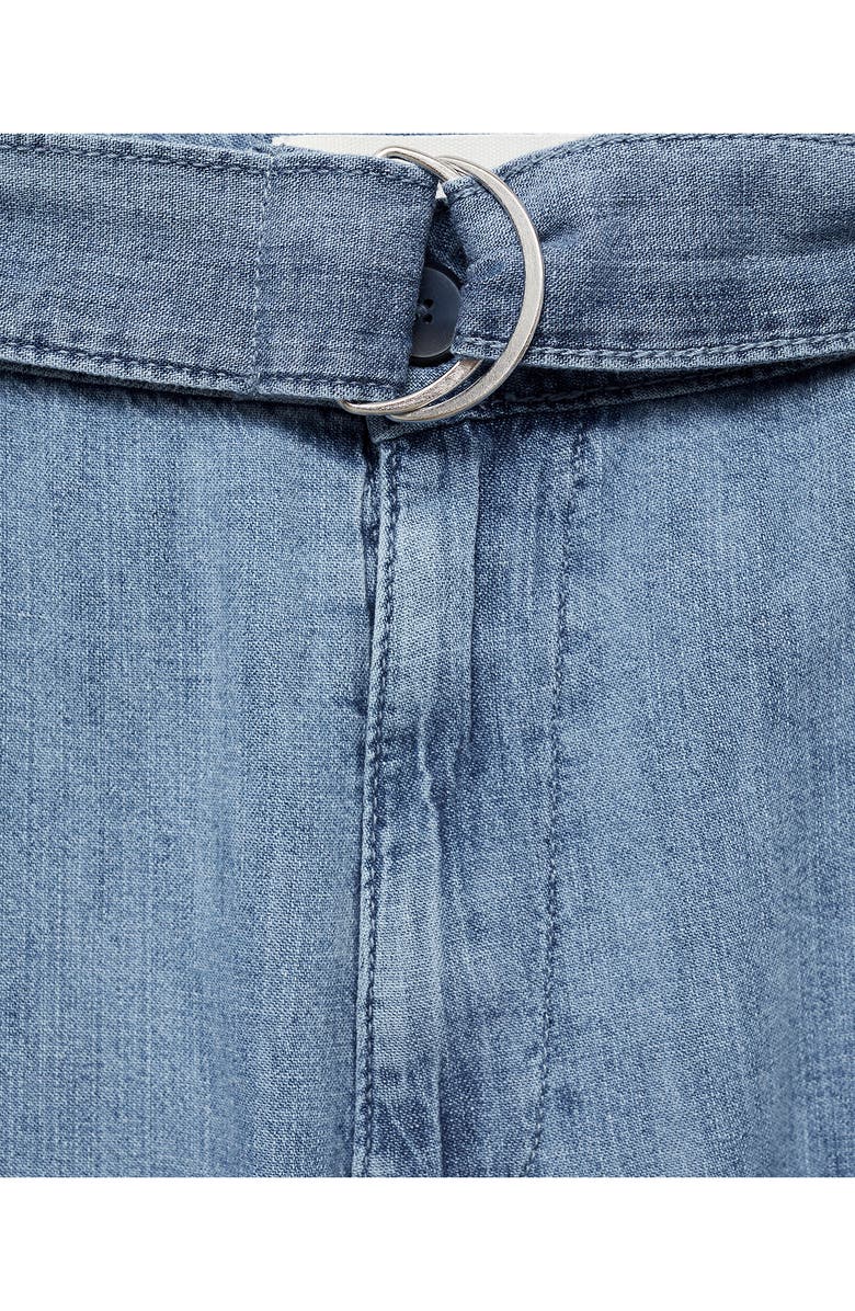 MANGO Belted Denim Wide Leg Pants, Alternate, color, 