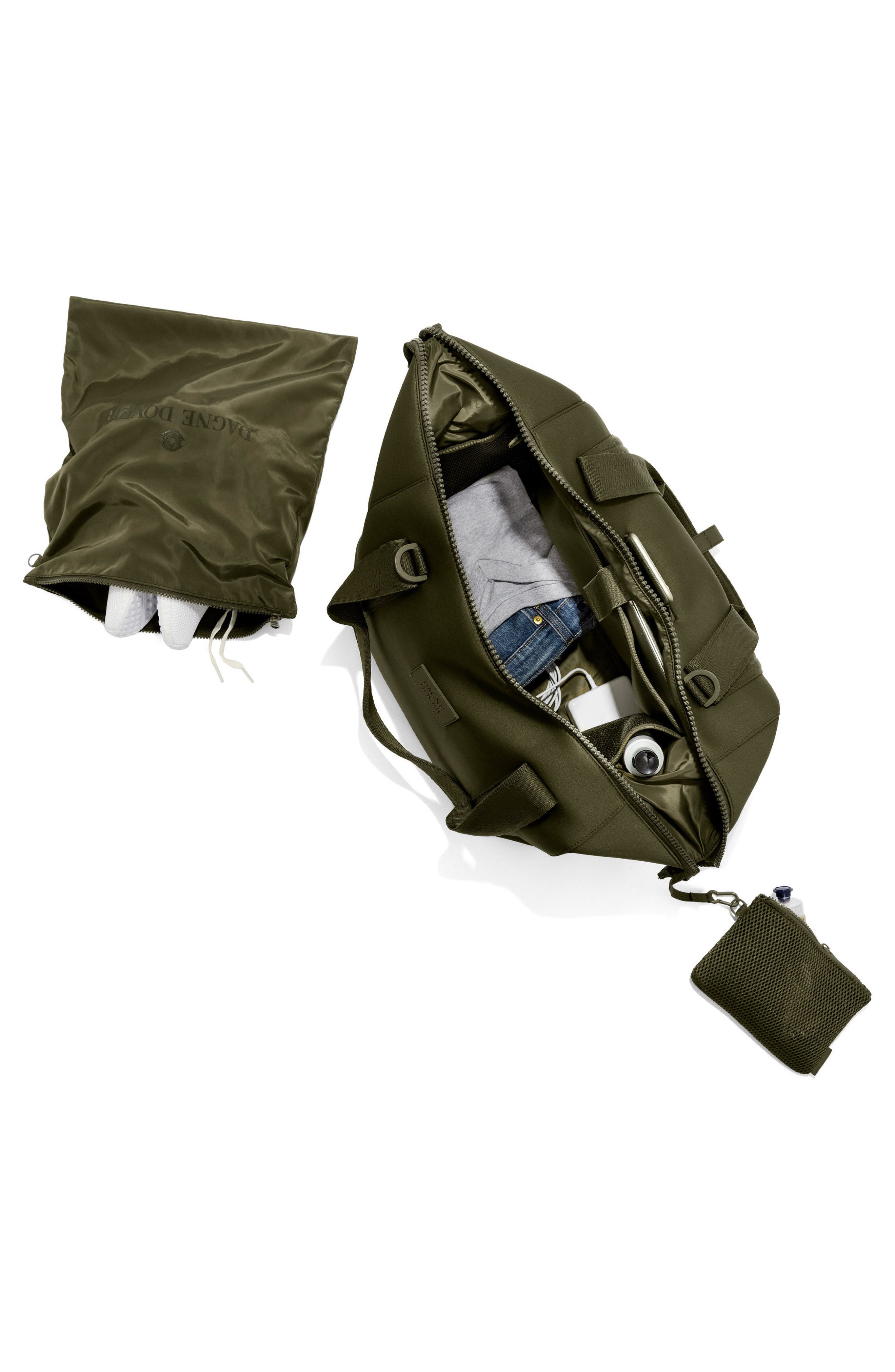 365 Large Landon Neoprene Carryall Duffle Bag, Alternate, color, DARK MOSS