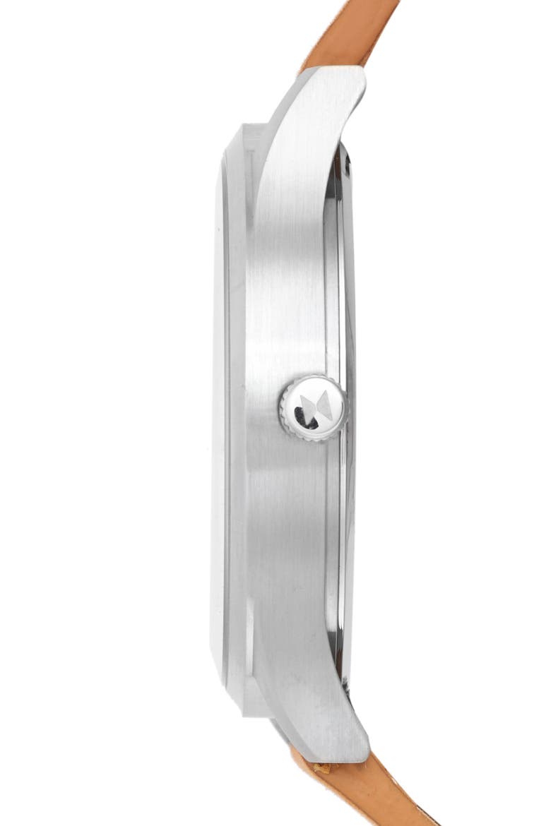 MVMT Leather Strap Watch, 45mm, Alternate, color, SILVER