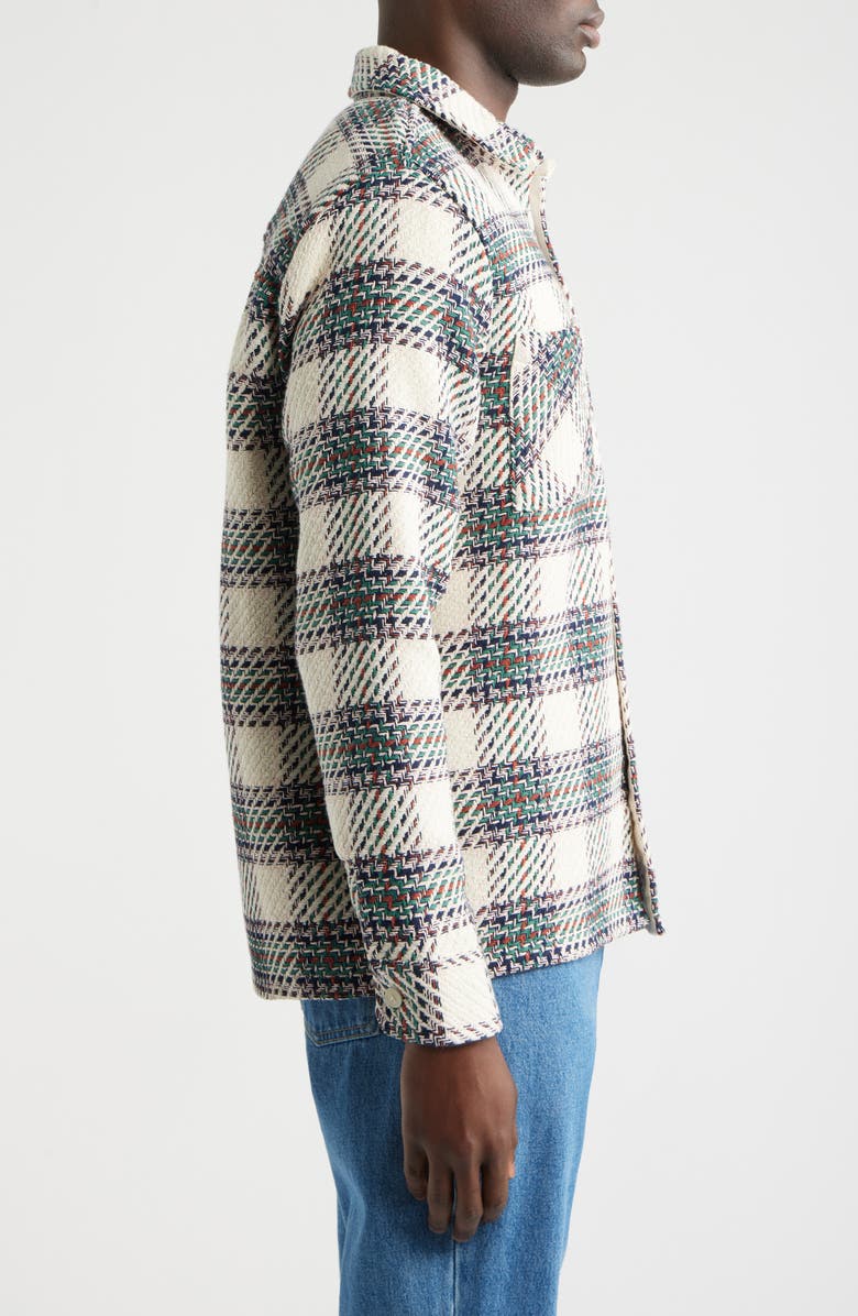 Wax London Whiting Plaid Overshirt, Alternate, color, Ecru / Green