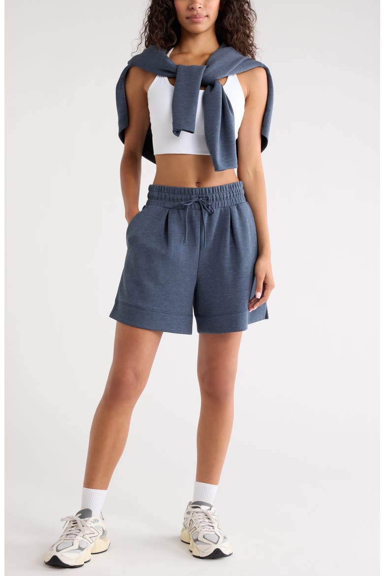 Soft Luxe High Waist Knit Shorts, Alternate, color, NAVY ARMADA HEATHER