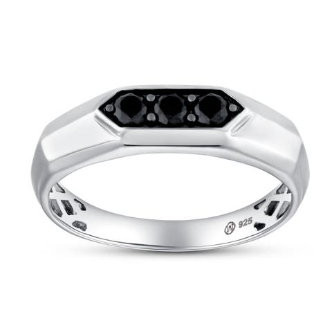 Tora 0.3CT Hexagon Black Spinel Ring 925 Silver