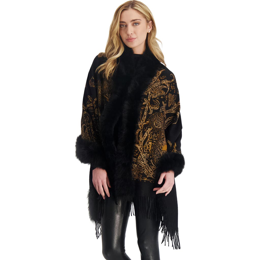 Gorski Double Face Cashmere Stole With Toscana Lamb Trim In Black
