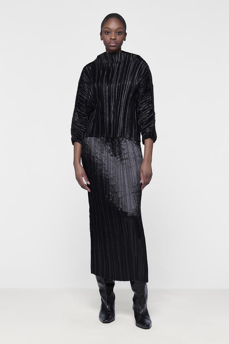 Plisse Batwing Top, Alternate, color, Black