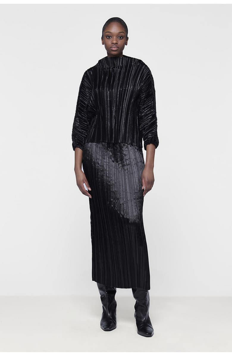 Leem Plisse Batwing Top, Alternate, color, Black