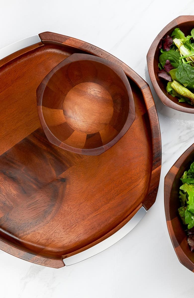 Nambé Rivet Handle Tray, Alternate, color, Brown