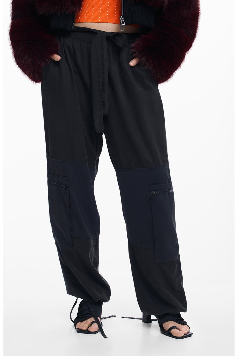 Drawstring Hem Pants, Main, color, BLACK