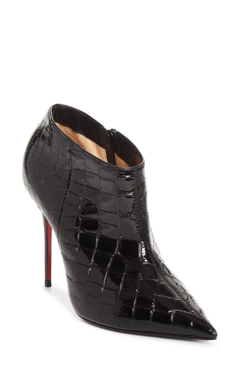 La Pigalle Croc Embossed Patent Leather Bootie