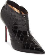 Christian Louboutin La Pigalle Croc Embossed Patent Leather Bootie