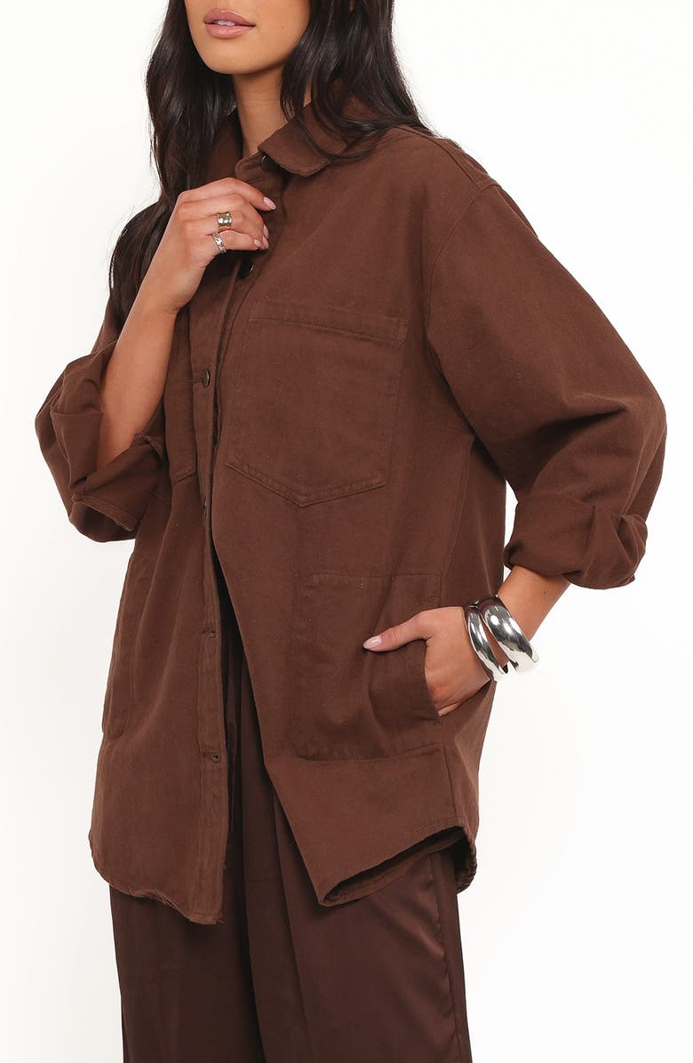 Petal & Pup Toto Denim Shacket, Alternate, color, Chocolate Brown