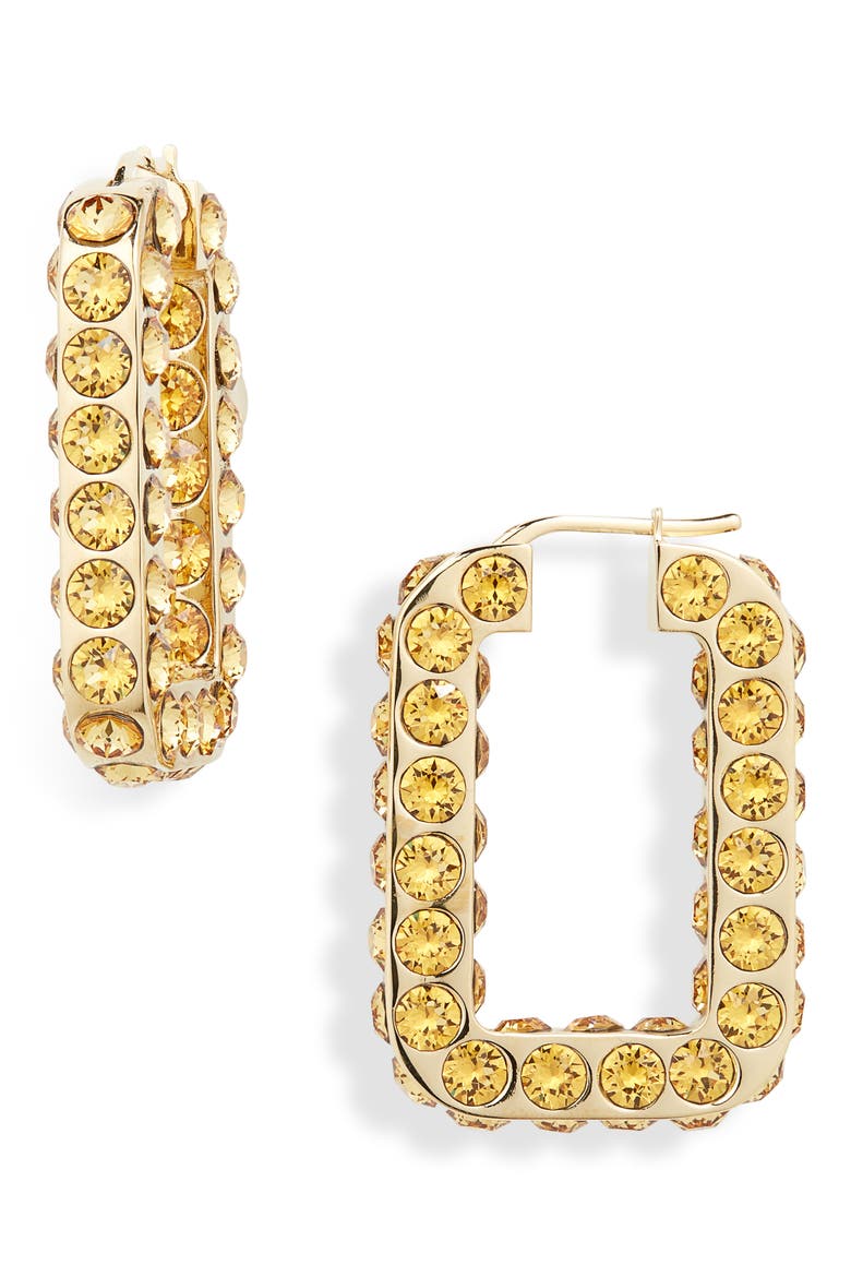 Crystal Hoop Earrings, Main, color, GOLDEN CRYSTALS/ GOLD BASE