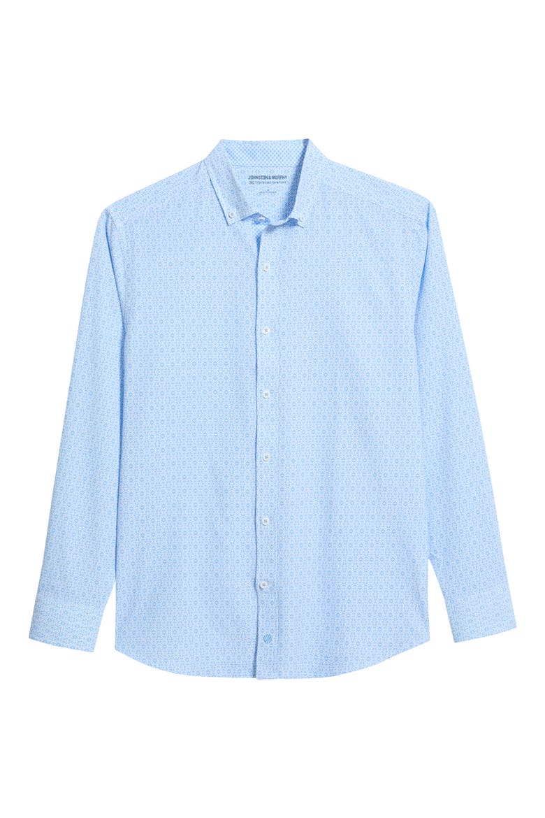 XC+™ Football Print Performance Button-Down Shirt, Alternate, color, LIGHT BLUE