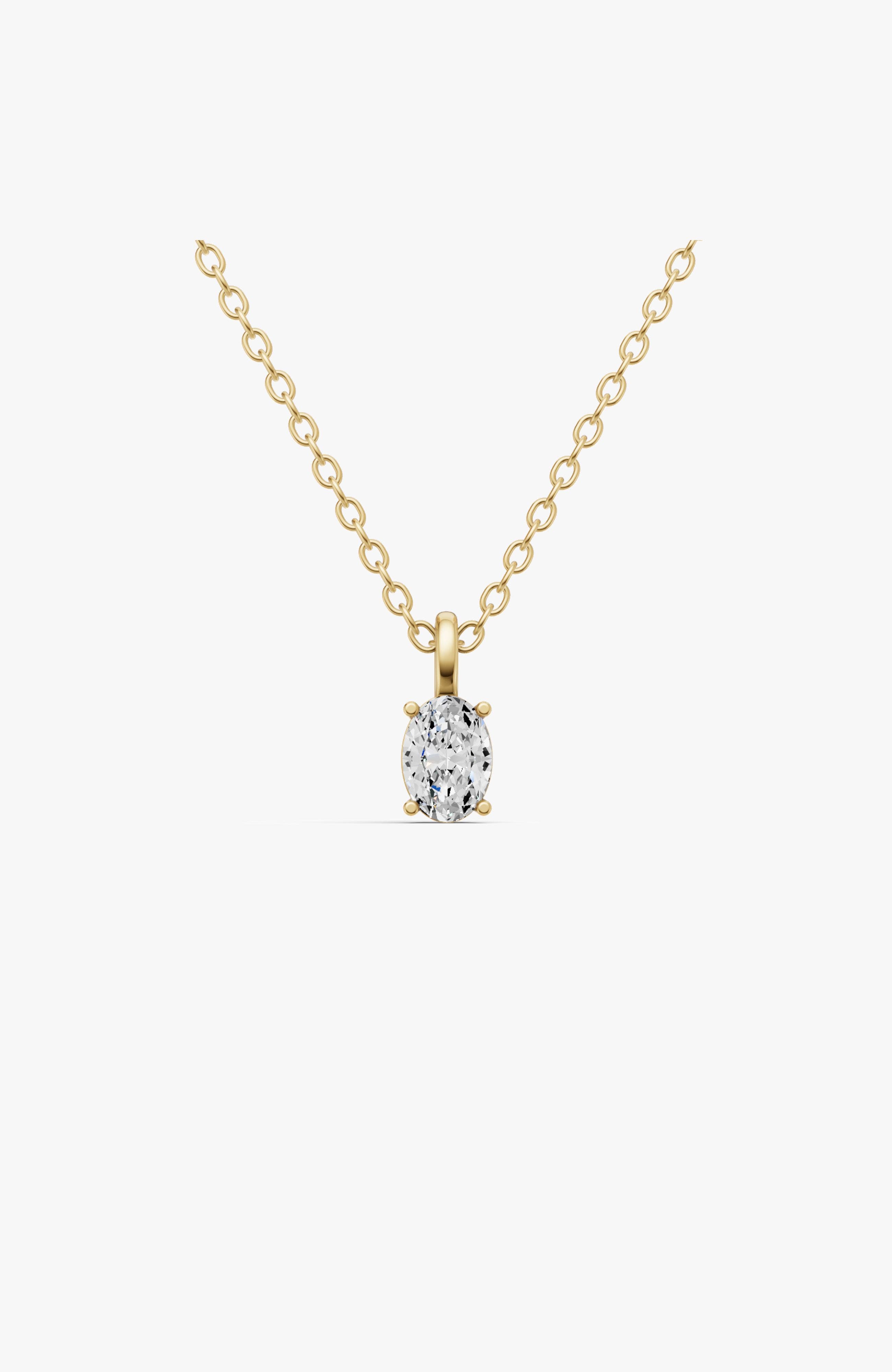 Sereia Official 14k Gold 1 Ct Lab Grown Oval Cut Diamond Solitaire Pendant In Yellow Gold