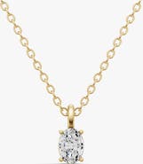 SEREIA OFFICIAL 14K Gold 0.5 ct Lab Grown Oval Cut Diamond Solitaire Pendant