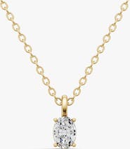 SEREIA OFFICIAL 14K Gold 0.5 ct Lab Grown Oval Cut Diamond Solitaire Pendant