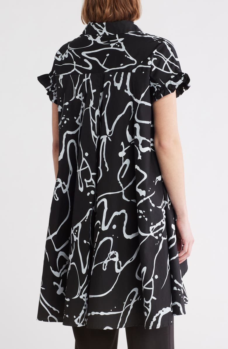 PATRIZIA LUCA Ruched High-Low Button-Up Shirt, Alternate, color, Black