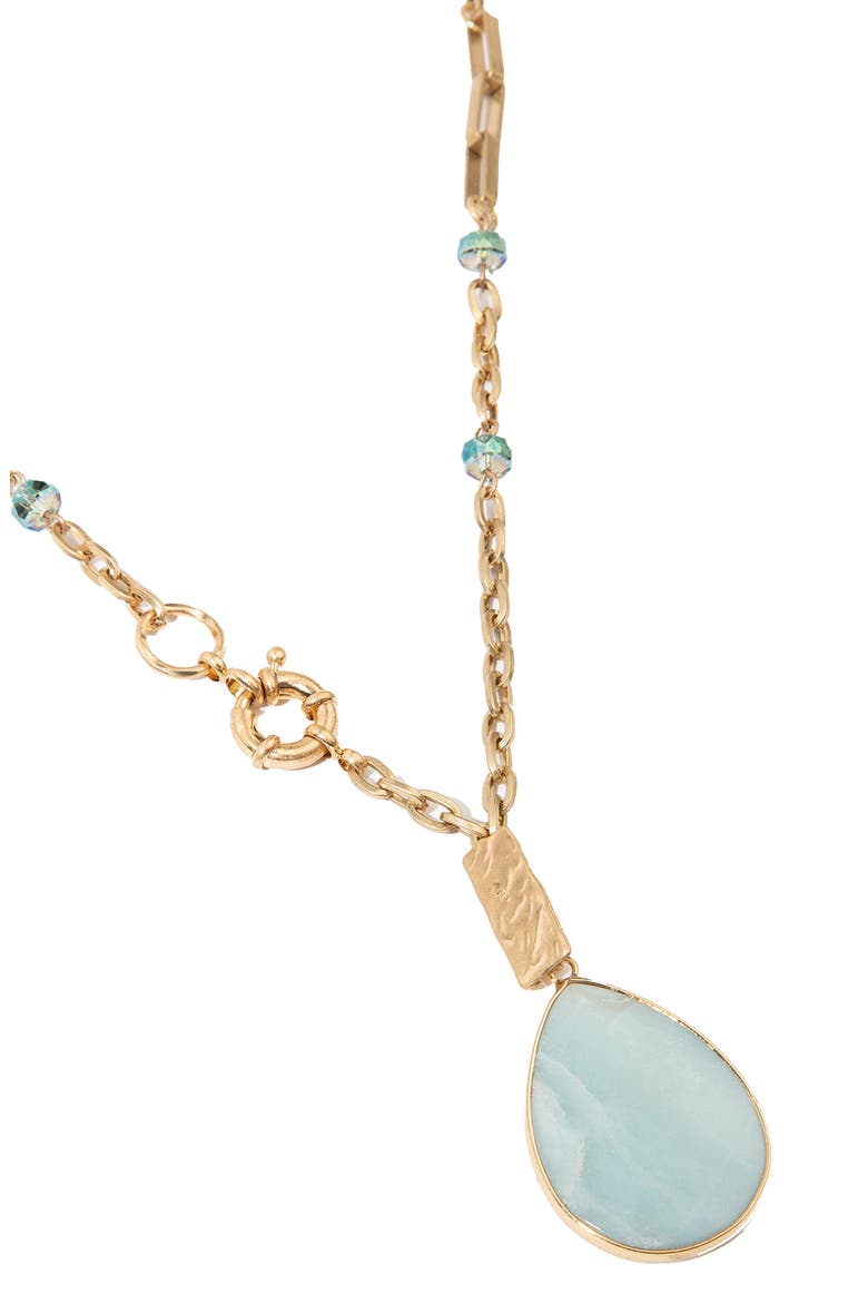 Gemstone Chain & Pendant Necklace, Alternate, color, AQUA