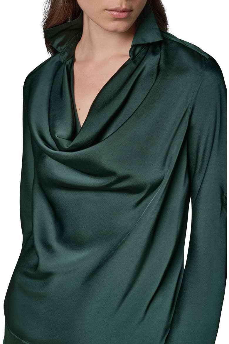 Cowl Neck Top with Roll Sleeves, Alternate, color, BLACK FOREST