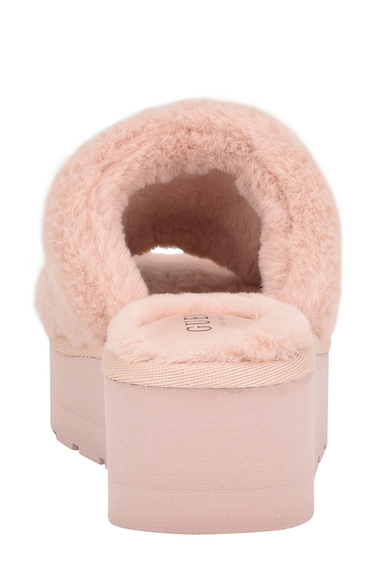 Synthie Faux Fur Slide Sandal, Alternate, color, MEDIUM PINK