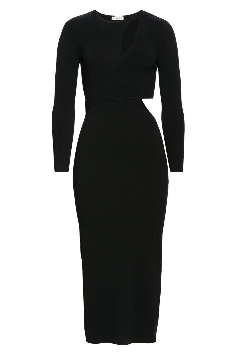 Lorelei Long Sleeve Cutout Knit Midi Dress, Alternate, color, BLACK