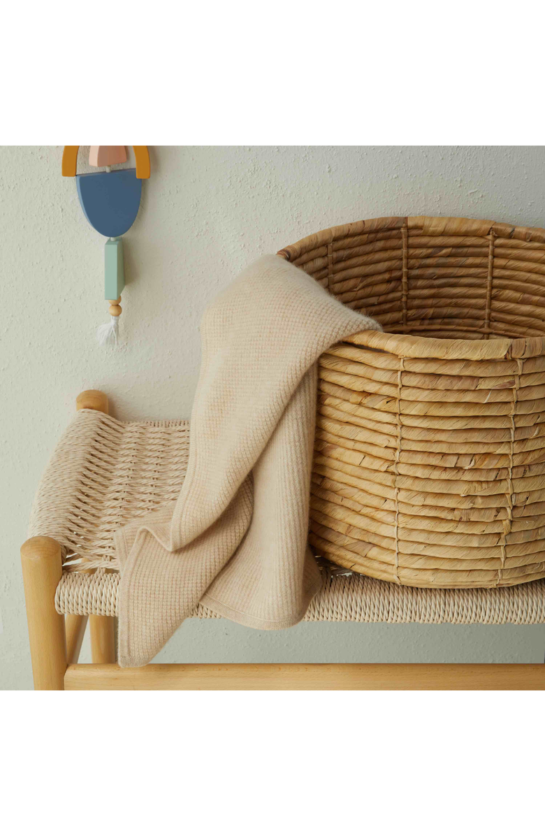 Italic Cassie Cashmere Waffle Knit Baby Blanket, Alternate, color, Soft Camel